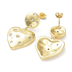 Rack Plating Brass with Cubic Zirconia Heart Dangle Stud Earrings&nbsp;EJEW-Z031-02G