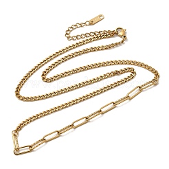 304 Stainless Steel Half Paperclip Chain & Twisted Chain Necklaces for Women&nbsp;NJEW-Z091-11G