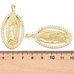 Brass Micro Pave Clear Cubic Zirconia Pendants&nbsp;KK-C170-21G