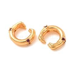 Brass Micro Pave Violet Cubic Zirconia Clasps&nbsp;KK-CBA25B2-05G