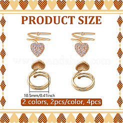 4Pcs 2 Colors Brass Micro Pave Cubic Zirconia Finger Rings for Women&nbsp;RJEW-HY0001-27
