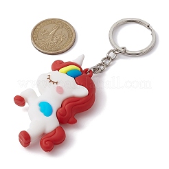 6Pcs 6 Colors Cartoon Unicorn PVC Plastic Keychain&nbsp;KEYC-JKC00664