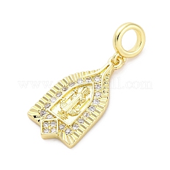 Brass Micro Pave Cubic Zirconia Saint European Dangle Charms&nbsp;KK-D325-27G-06