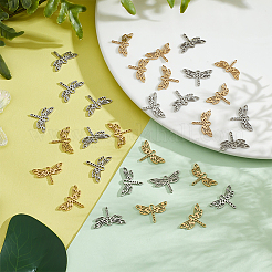 32Pcs 2 Colors 201 Stainless Steel Filigree Joiners Links&nbsp;STAS-DC0011-56