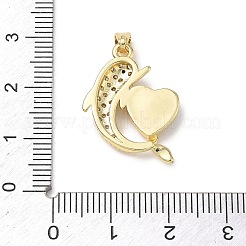 Brass Pave Clear Cubic Zirconia & Shell Pendants&nbsp;KK-G603-01G-06