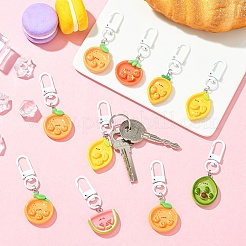 10Pcs Fruit Plate Opaque Resin Keychains&nbsp;HJEW-YW00320