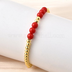 ABS Imitation Pearl Round Beads Stretch Bracelets for Women&nbsp;BJEW-D317-12B-G