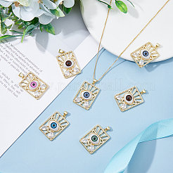 10Pcs 5 Colors Brass Micro Pave Clear Cubic Zirconia Pendants&nbsp;ZIRC-DC0001-19