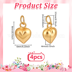 4Pcs 925 Sterling Silver Heart Charms&nbsp;STER-PH0005-04