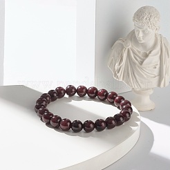 Natural Garnet & Lava Rock Round Beads Stretch Bracelets Set&nbsp;BJEW-JB06982-01