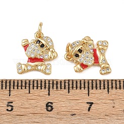 Christmas Brass Micro Pave Cubic Zirconia Enamel Charms&nbsp;KK-L255-19G-09