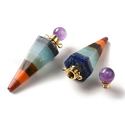 Chakra Natural Gemstone Perfume Bottle Big Pendants&nbsp;G-H285-03G