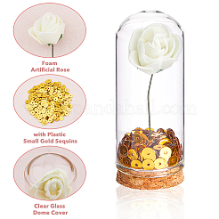 Clear Glass Dome Cover Decorative with Foam Artificial Rose Bouquet inside&nbsp;AJEW-FH00007