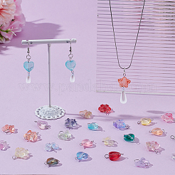 120Pcs 3 Styles Gradient Color Baking Paint Transparent Glass Star & Heart & Butterfly Connector Charms&nbsp;PALLOY-AR00030