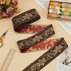 National Style Polyester Jacquard Flower Ribbon for Garment Accessories&nbsp;OCOR-WH0097-41