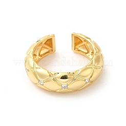 Brass Micro Pave Cubic Zirconia Open Cuff Rings&nbsp;RJEW-P098-07G