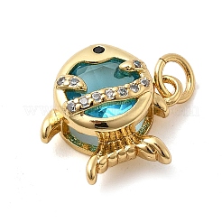 Brass Micro Pave Cubic Zirconia Pendants&nbsp;KK-C137-09G-02