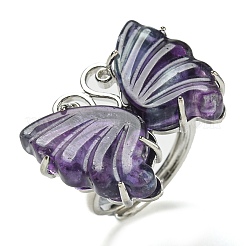 Butterfly Natural Fluorite Adjustable Rings&nbsp;G-P547-06P
