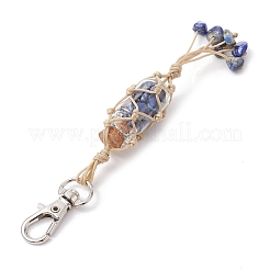 Glass Wishing Bottle inside Chakra Gemstone Chip Pouch Pendant Decorations&nbsp;HJEW-JM01912