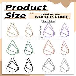 60Pcs 6 Colors Stainless Steel Paper Clips&nbsp;TOOL-LP0001-27