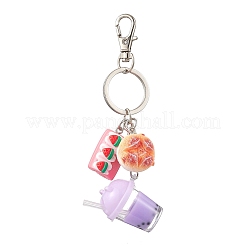 5Pcs Imitation Milk Tea Resin & Resin Imitation Food Keychains&nbsp;KEYC-JKC01342
