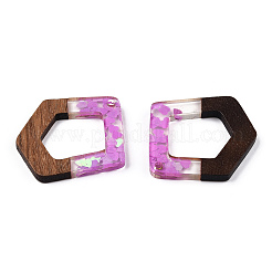 Transparent Resin & Walnut Wood Pendants&nbsp;RESI-N039-61A