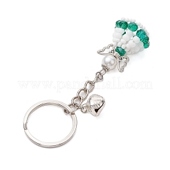 Glass Seed & Plastic Pearl & Alloy Keychain&nbsp;KEYC-MZ00025-02