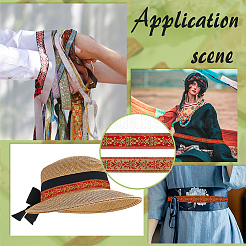 Ethnic Style Polyester Jacquard Flower Ribbon for Garment Accessories&nbsp;OCOR-WH0097-86A
