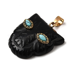 Natural Obsidian & Synthetic Turquoise Pendants&nbsp;G-Z090-02G-04