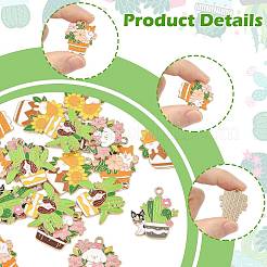 20Pcs 5 Styles Small Potted Plant with Dog Alloy Enamel Pendants&nbsp;ENAM-FS0004-47