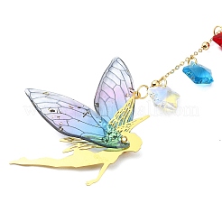 Brass & Transparent Epoxy Resin Fairy Pendant Decoration&nbsp;HJEW-JM02635-03