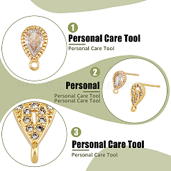 20Pcs 2 Style Teardrop Shape Brass Micro Pave Cubic Zirconia Stud Earring Findings&nbsp;KK-DC0003-04