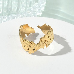 304 Stainless Steel Cuff Open Rings for Women&nbsp;RJEW-L341-02E-G