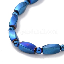 Synthetic Hematite Twist Rectangle & Round Beaded Necklace with Magnetic Clasp for Men Women&nbsp;G-C006-09BL