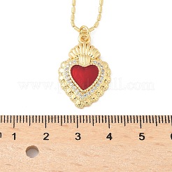 Brass Micro Pave Clear Cubic Zirconia Scared Heart Pendant Necklaces&nbsp;NJEW-D306-05G