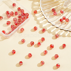 Handmade Inner Flower Gold Sand Lampwork Round Bead Strands&nbsp;LAMP-OC0001-39