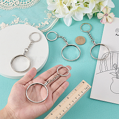 4Pcs Flat Round Zinc Alloy Coin Holder Keychains&nbsp;KEYC-FG0001-26A-P