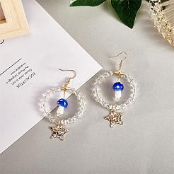 Glass Beaded Big Circle Dangle Earrings&nbsp;EJEW-SW00015-01