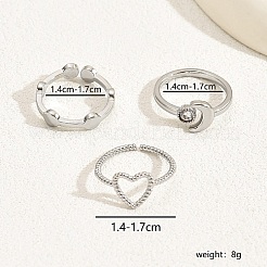3Pcs 3 Style Cubic Zirconia Solitaire Rings&nbsp;VX3792-1