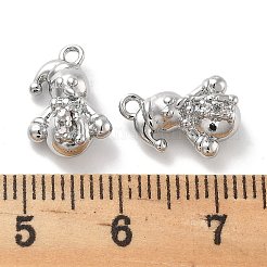 Rack Plating Snowman Brass Clear Cubic Zirconia Pendants&nbsp;KK-M102-13P-A