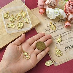 12Pcs 6 Styles Brass with Cubic Zirconia Pendants&nbsp;KK-CJ0002-19