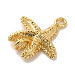 Rack Plating Brass Starfish Connector Charms Links&nbsp;KK-U027-03G