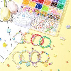 DIY Round & Flat Round with Letters Acrylic & Resin Bracelets Jewelry Making Kits&nbsp;DIY-FS0007-44