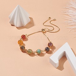 Natural & Synthetic Mixed Gemstone Braided Link Slider Bracelet&nbsp;BJEW-TA00137-01