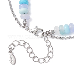 Alloy Heart Pendant Imitation Jade Glass Rondelle Beaded Double Layedred Necklaces&nbsp;NJEW-JN05529-02