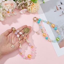 2Pcs 2 Styles Glass and Acrylic Pearl Beads Mobile Straps&nbsp;HJEW-MA00038