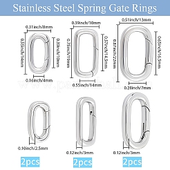 6Pcs 3 Styles Stainless Steel Spring Gate Rings&nbsp;STAS-BBC0008-33