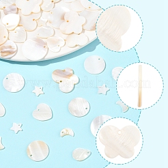 56Pcs 7 Styles Freshwater Shell Pendants&nbsp;SHEL-FS0001-07