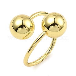 Rack Plating Brass Round Ball Beded Open Cuff Rings&nbsp;RJEW-D009-03G