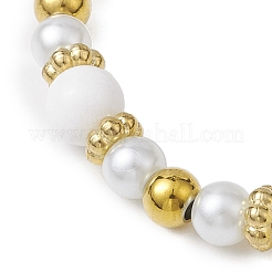 Round 304 Stainless Steel & Natural White Jade Beaded Stretch Bracelets for Women&nbsp;BJEW-JB11055-01